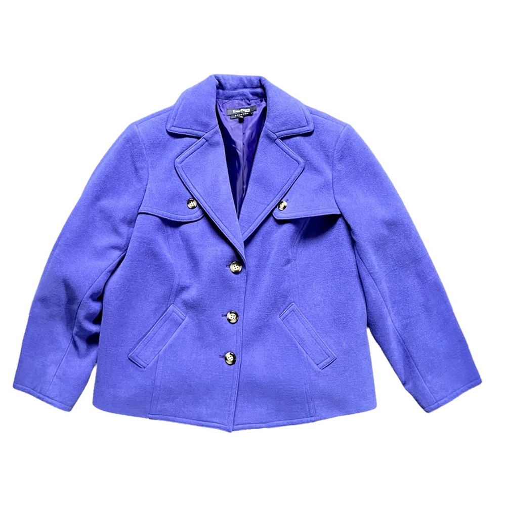 Evan-Picone Stretch Cute Purple Solid Nice Button Down Lined Coat Jacket EUC 18W